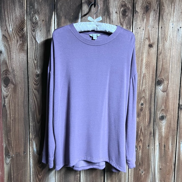 Three Dots Purple Speckled Fuzzy Cozy Comfy Loungewear Pullover Sweatshirt Sz M - Picture 1 of 8